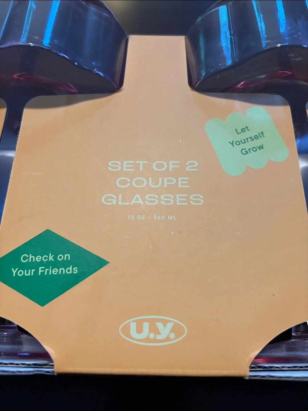 Uniquely Yours Set of 2 Pink Coupe Glasses NWT